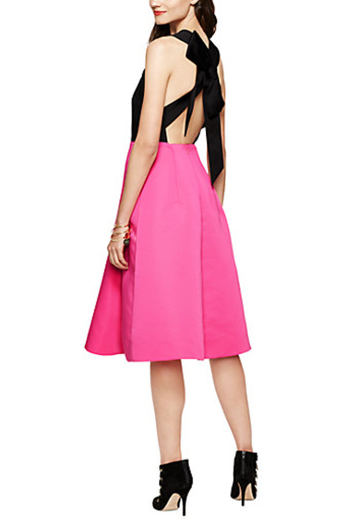 Pink Colour Block Bow Back Mini Dress ...
